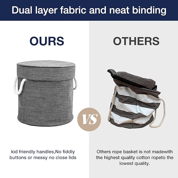 EXQ Home Toy Storage Basket and Building Bricks Toy Play Mat for Kids Rooms- Organizer Storage Organizer for Toys, Playroom Canvas Bag Gift for Boy/Girls (Grey 13" x12")