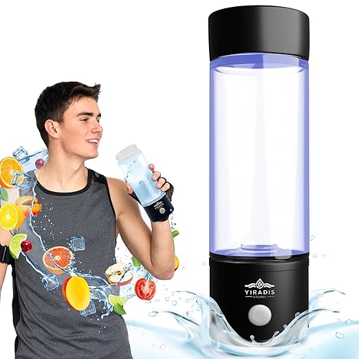 Portable Hydrogen Water Bottle, Hydrogen Generator 420 ML, SPEM Technology, 2000+ PPB, Purification Membrane, Improve Water in 3 Minutes, 2 in 1 Hydrogen Water and Mineral Water Electrolysis