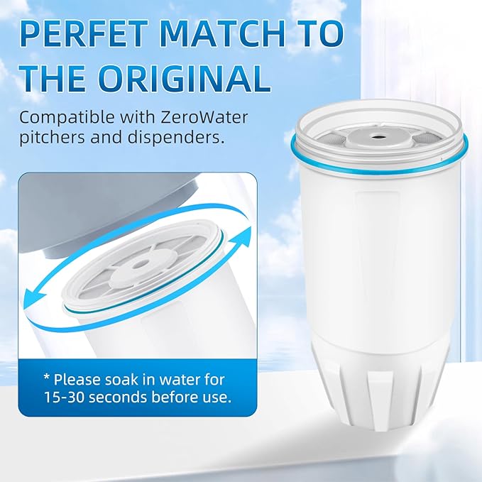 Water Filters Replacement for Zero Pitchers and Dispensers, Multi-Stage Filter System Reduce Lead,0 TDS, 4 pack