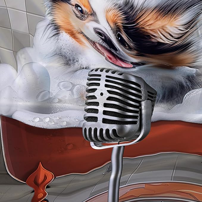 AILONEN Cute Bubble Puppy Shower Curtain for Kids Boys,Funny Singing Dog Waterproof Fabric Shower Curtain for Bathroom,Lovely Hilarious Pet Shower Curtain Set with Hooks,72" W*78" H