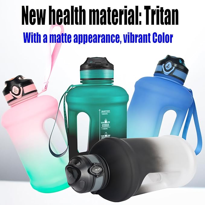 Sports Water Bottle, 63 Oz/1800mL, Leak Proof BPA Free Travel Outdoor For Men Women (Gradient_Cyan)