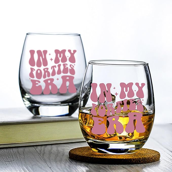 Wine Glass 40th Birthday Gift Women - In My Forties Era - 40 Year Old Gifts for Friend Mom Sister Daughter Wife Coworker, Birthday Glass For Decorations