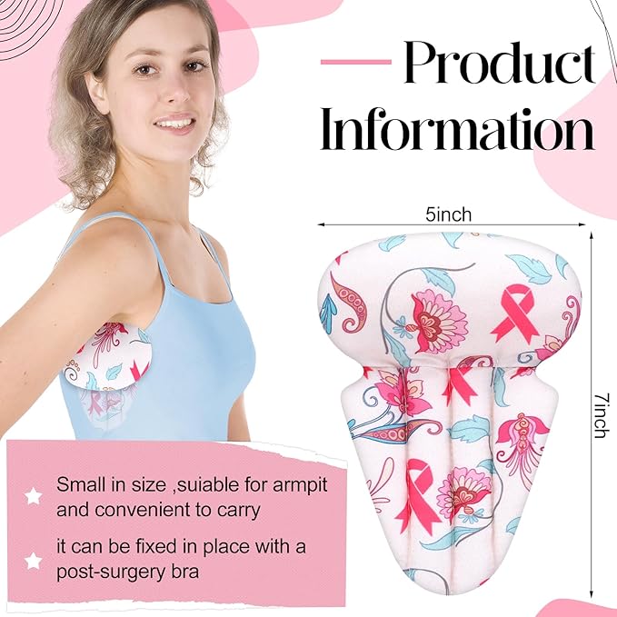 Juexica 4 Pcs Lymphedema Axilla Pillow Mastectomy Pillow Cotton Post Breast Surgery Pillow Mastectomy Recovery Breast Pillow for Sleeping Mastectomy Underarm Pillow Armpit Pain Relief (Pink Ribbon)