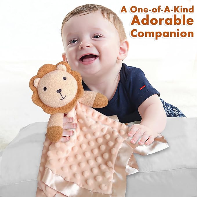 Lion Baby Security Blanket Loveys for Babies Girls, 16" Soft Baby Lovey Blanket, Baby Snuggle Stuffed Animals Blankie, Baby Girls Gifts for Infant and Toddler