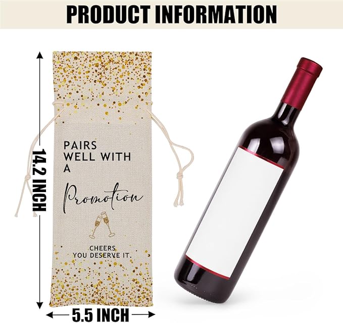 Promotion Gifts for Women Wine Bag Congratulations Gift Leaving Job Gifts New Job Gifts for Women Men Coworker Bestie Sister Friend Teacher Lady Daughter Wine Bags