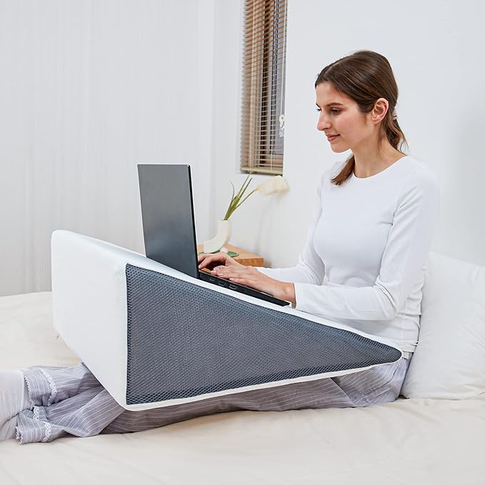 Bed Wedge Pillow for Sleeping, 10" 24" 24" Triangle Pillow Wedge, Cooling Memory Foam Top, Elevated Support Wedge Pillow - Removable Washable Cover