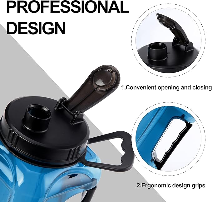 Half Gallon Water Bottle Large Sports Water Bottle Jug With Times to Drink Marker BPA Free Reusable for Fitness Gym Outdoor 64oz Blue