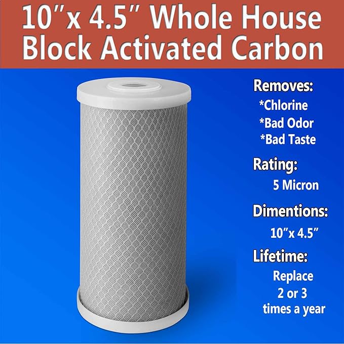 Big CTO Carbon Block Water Filters 4.5" x 10" Whole House Cartridge WELL-MATCHED with CBC Series, WFHDC8001, EP and EPM Series