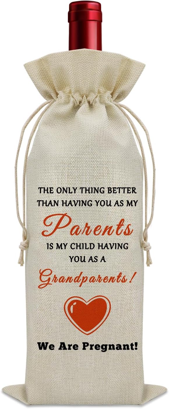 Sazuwu Pregnant Gift for Grandparents Wine Bag New Grandma and Grandpa Gifts Parents Promoted to Grandparents Wine Bottle Decoration Bag New Grandparents Gifts Wine Accessories Gifts for Wine Lovers