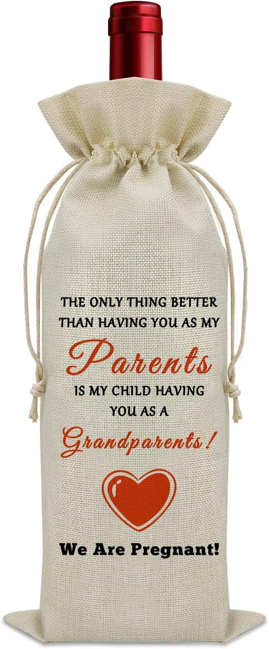 Sazuwu Pregnant Gift for Grandparents Wine Bag New Grandma and Grandpa Gifts Parents Promoted to Grandparents Wine Bottle Decoration Bag New Grandparents Gifts Wine Accessories Gifts for Wine Lovers