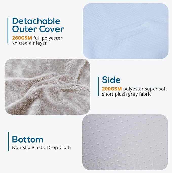 Sasttie Wedge Pillow for Sleep Apnea, 12 Inch Memory Foam Bed Wedge Pillow for Acid Reflux Relief, 30 Degree Triangle Incline Pillow Wedge for Sleeping with Removable Cover, Light Grey