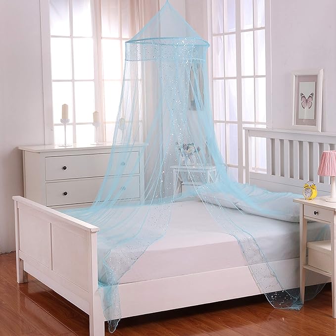Cotton Loft Galaxy Kids Collapsible Hoop Sheer Bed Canopy, One Size, Blue