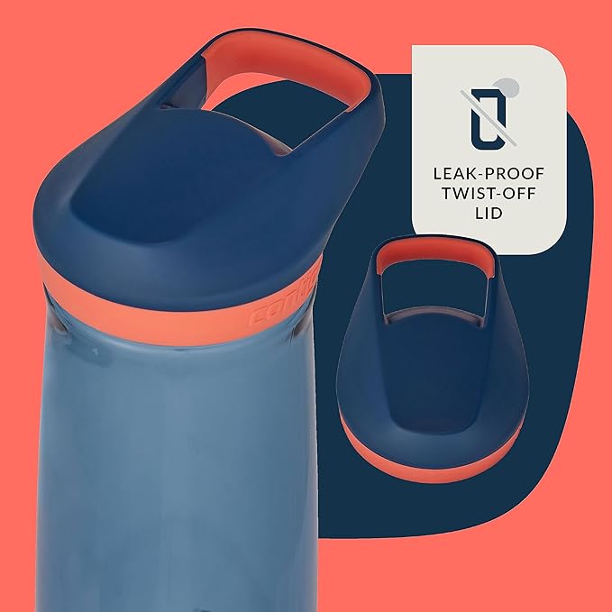 Contigo Kids’ Micah Water Bottle with Leak-Proof Lid, 20oz, Blueberry/Coral