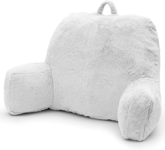 Reading Pillow Large Bed Pillow,Backrest with Arms, Back Support for Sitting Up in Bed, Couch for Lounging Bedrest,White