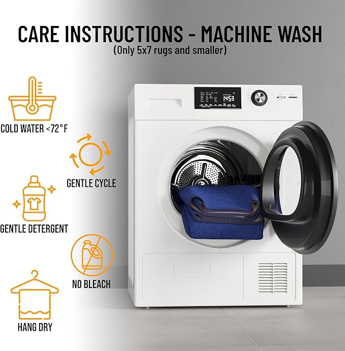 Machine Washable Modern Solid Design Non-Slip Rubberback 2x5 Traditional Runner Rug for Hallway, Kitchen, Bedroom, Entryway, 20" x 59", Navy