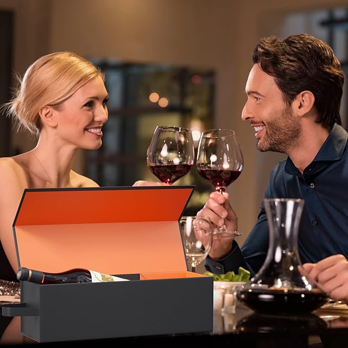 Wine Gift Boxes 12.8x3.8x3.8 in,Bottle Gift Boxes For Liquor Presents,For Wine and Champagne,Magnetic Collapsible Gift Box Wine Bottle Gift Packaging for Weddings,Anniversaries, Parties (Gold/5PCS)