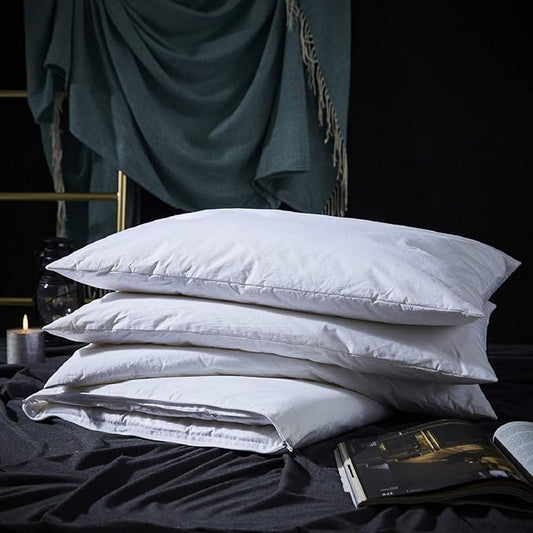 Three Geese Adjustable Layer Goose Feather Pillow,Assemblable Bed Pillow,100% Soft Cotton Cover,Good for Side and Back Stomach Sleeper,King Size,Packaging Include 1 Pillow.