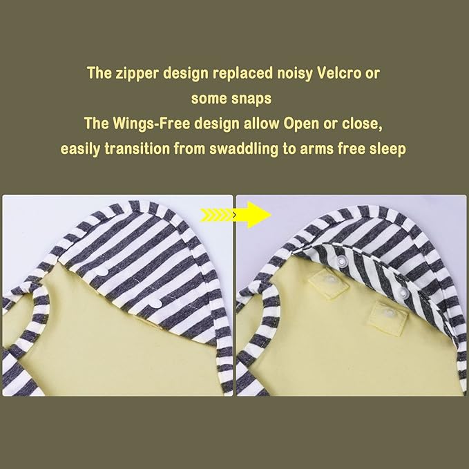 Baby Blanket Sack with Arms Free Design,Transition to Arms Free Wearable for Newborn Girl and Boy, Small 0-3Months,Yellow Color