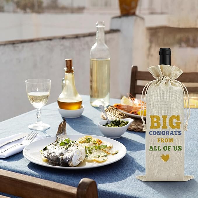 Sfodiary New Baby Gift Wine Bag Birthday Gift for Her Him Wine Gift Bags Promotion Gift for Coworker Wedding Gift Housewarming Gift for Friends Christmas Gift Drawstring Burlap Wine Wrap Bag