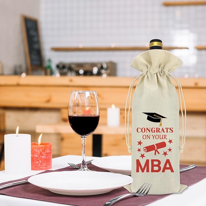 Graduation Gift for MBA Wine Bag MBA Degree Graduation Gift Graduation Party Decorative Wine Bags Graduation Gift for Master of Business Administration Degree Students Friend Wine Bottle Bag Cover