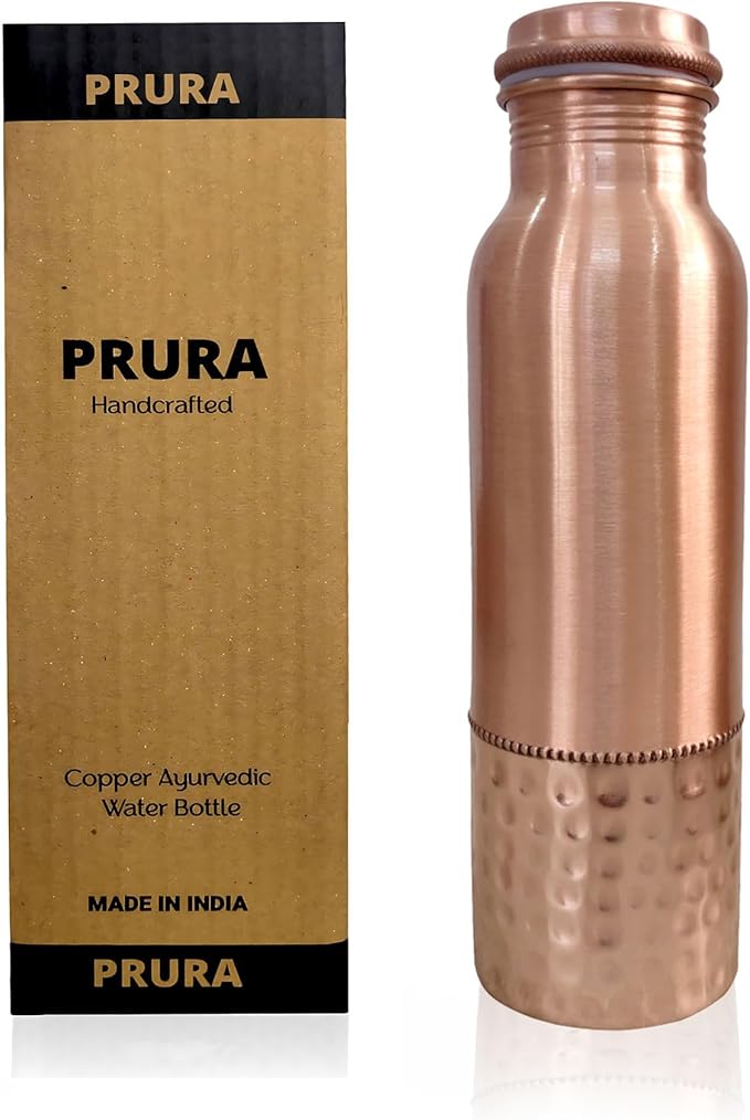 Pure Hammered Copper Water Bottle - Drink More Water, Lower Your Sugar Intake And Enjoy the Benefits Immediately, (Design 5)