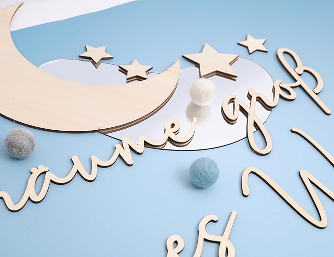 Lettering Wood Träume groß kleines Wunder - Plywood Words Sign for Decoration, Children's Room Saying Quote, Nursery Wall Art, Wooden Word Text Art (Träume groß kleines Wunder)