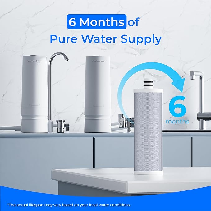 Waterdrop WD-CFF-03 Replacement Filter, Countertop Water Filter, 4000 Gallon Life, Replacement Water Filters for Sink, Replacement for WD-CTF-05, WD-CTF-06, 1 Pack
