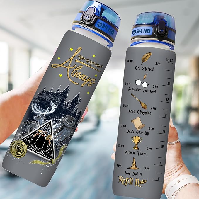 Potter Movie Water Bottle 32 oz with Time Marker, After All This Time Motivational Bottle, Gifts for Movie Lovers, Funny Gifts for Women