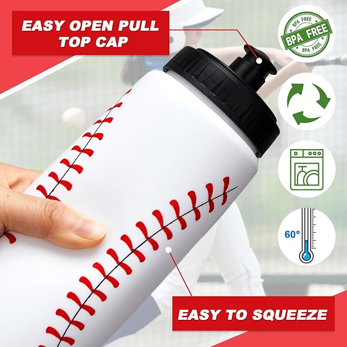 Water Bottle Carrier with 6 Bottles 20 oz Baseball Water Bottles for Boys with Carrier Squeeze Water Bottles Sports Team Water Bottles with Carrier for Fitness Bike Gym