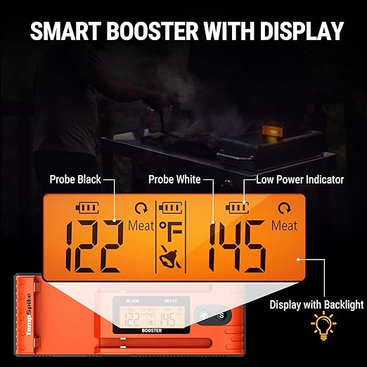 ThermoPro Twin TempSpike Wireless Meat Thermometer with 2 Meat Probes, 500FT Bluetooth Meat Thermometer with LCD-Enhanced Booster for Turkey Beef Rotisserie BBQ Grill Oven Smoker Thermometer