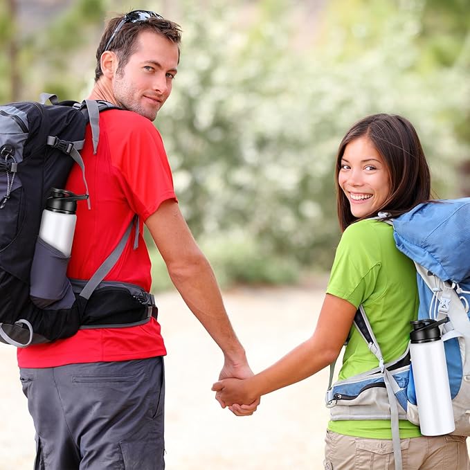 CHENGU 4 Pcs Aluminum Water Bottle 24oz Aluminum Reusable Bottles Lightweight Snap Lid Sports Water Bottle Multipack Easy Carry Leak Proof Travel Bottle for Gym Camping Hiking Outdoor Fishing (White)