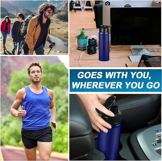 CHENGU 10 Pcs Aluminum Water Bottle 24oz Aluminum Reusable Bottles Lightweight Snap Lid Sports Water Bottle Multipack Easy Carry Leak Proof Travel Bottle for Gym Camping Hiking Outdoor Fishing (Blue)