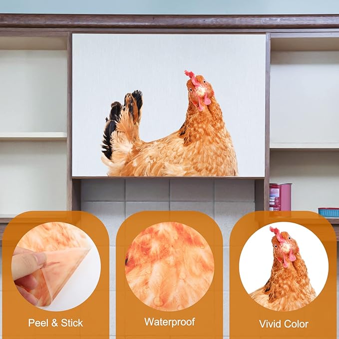 Chicken Wall Decals Peel and Stick Funny Hen Wall Sticker Funny Wall Decals for Kitchen Bedroom Playroom Game Room Farm Barn Funny Stickers Gift for Room Decor