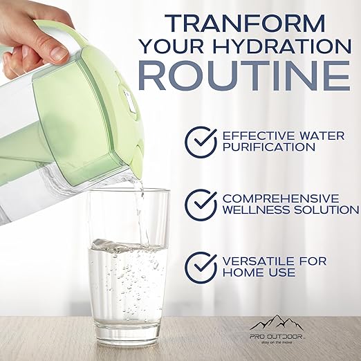 Purified Clean Crystal-Clear Water Filter Pitcher: Experience Enhanced Extraordinary Refreshing Hydration, Enjoying Convenience, Efficient and Quality You Deserve (Green - 2.4 LTS)