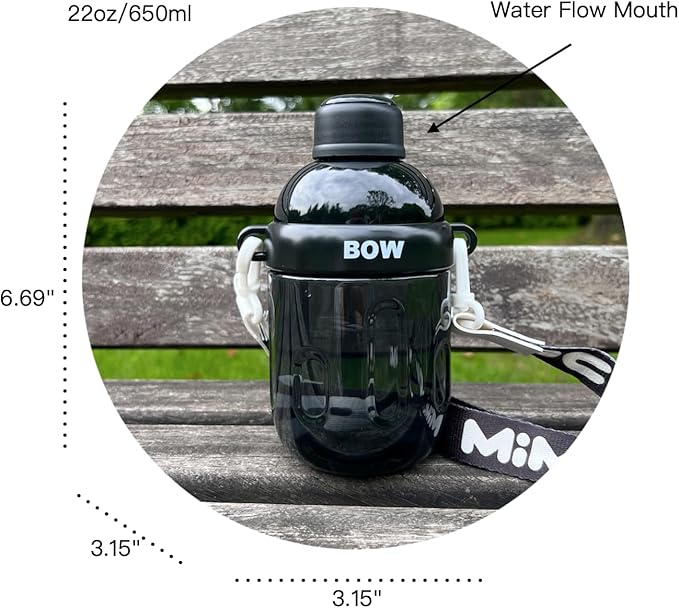 Black Leak-Proof Water Bottle with Flip Top Reusable Plastic Drinking Bottle for School, Gym and Workout (Classic)