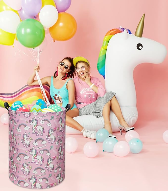 Pink Unicorn Kids Laundry Basket Baby Hamper Unicorn Toy Storage Bin for Boys Room Decor Baby Nursery Hamper Gift Baskets for Bedroom Bathroom(Pink Unicorn)