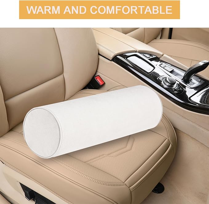 Cylinder Round Memory Foam Support Pillows Cervical Neck Roll Pillow with Pillowcase Soft, Comfortable and Breathable for Sleeping, Chair, Car, Sofa，Travel (White, 17.8x6)