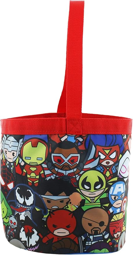 Marvel Super Hero Adventures Boys Collapsible Nylon Gift Basket Bucket Tote Bag