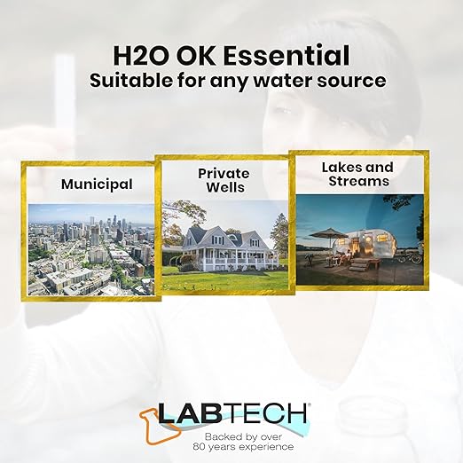 H2O OK Essentials Water Test Kit, includes 10 Tests, Self Test for Lead, Copper, Chroline, Nitrates, Nitrites, Iron,& More; Offers Longest Shelf Life and Most Accurate Self testing