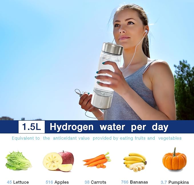 Hydrogen Water Bottle,2024 Hydrogen Water Bottle Generator,3 Minutes Rapid Electrolysis,Portable Hydrogen Water Generator Suitable for Home,Daily use,Office,Fitness,Travel,Gifts