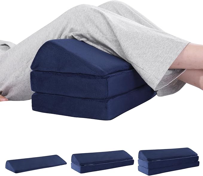 BALAPET 3-in-1 Adjustable Height Wedge Pillow, 7" Height Leg Knee Pillow for Side Sleepers & Aligns Spine, Supportive Bolster Pillow for Pregnancy Relieves Pressure Hip Leg Elevation, 22", Navy Blue