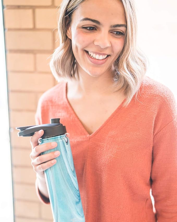 Simple Modern Chug Sports Lid - Fits All Summit and Hydro Flask Wide Mouth Water Bottle Sizes - Leak Proof Handle Cap for 10, 12, 14, 16, 18, 20, 22, 24, 32, 40, 64 & 84 oz Blush