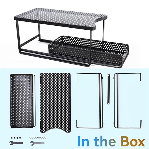 Water Dispenser Stand for Countertop-Metal Black Water Filter Stand 14.5"x7.7"x6.9",with Drawers Suitable,Compatible with Brita Water Pitcher and Zerowater Pitcher