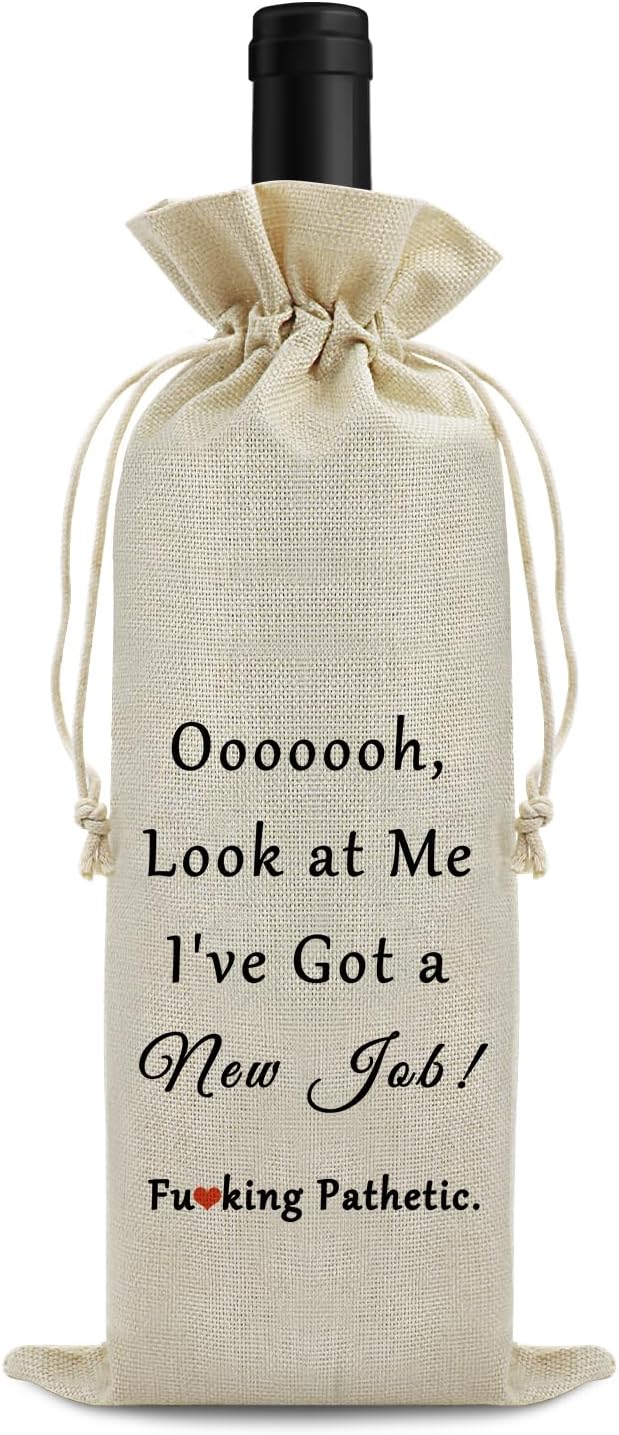 New Job Gift for Women Men Coworker Leaving Gift Wine Bag New Beginnings Gift for Friends Leader Goodbye Farewell Gift Wine Wrapping Bag Congratulation New Job Gift for Her Him Wine Bottle Bag