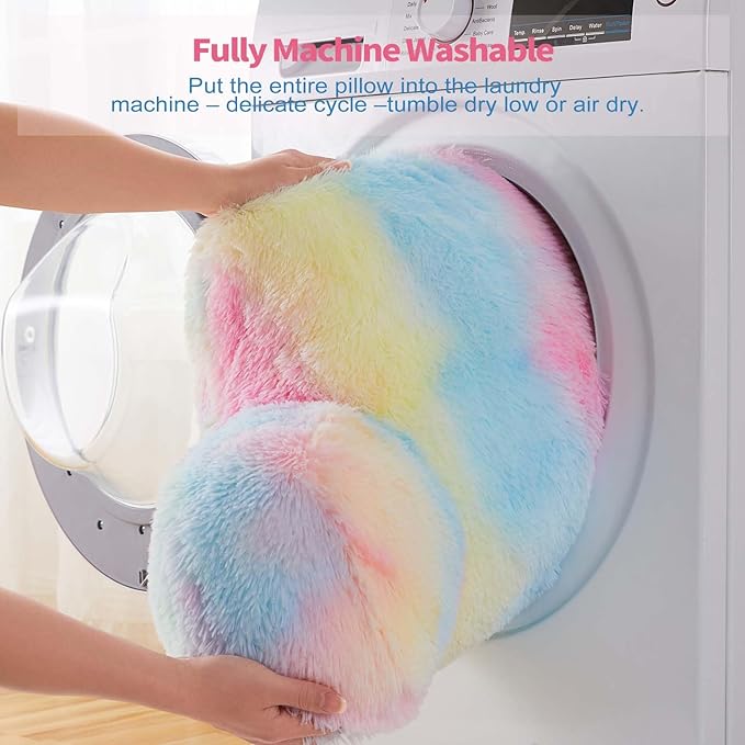 Fluffy Fur Reading Pillow for Adults & Kids Unisize, Stylish College Essentials for Girl, Fuzzy Back Pillow for Sitting in Bed, Adorable Gift for Teens, Bed Rest Sit Up Arm Support Pillow