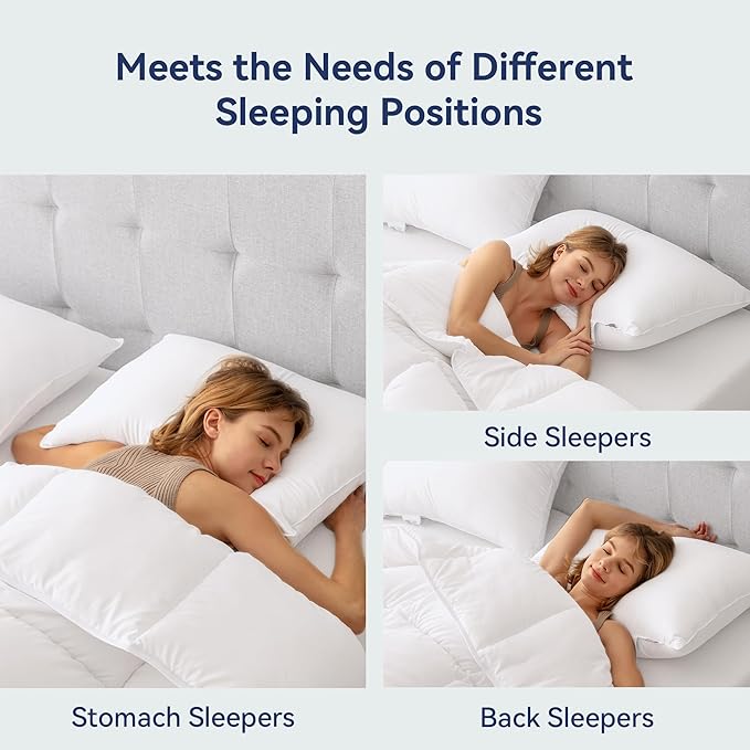 Goose Feather Down Pillows Standard Size Set of 2 - Luxury Soft Feather Down Pillow for Sleeping - Hotel Quality Bed Pillows - Wrapped in Polyester (Solid White, 20x26 Inches)