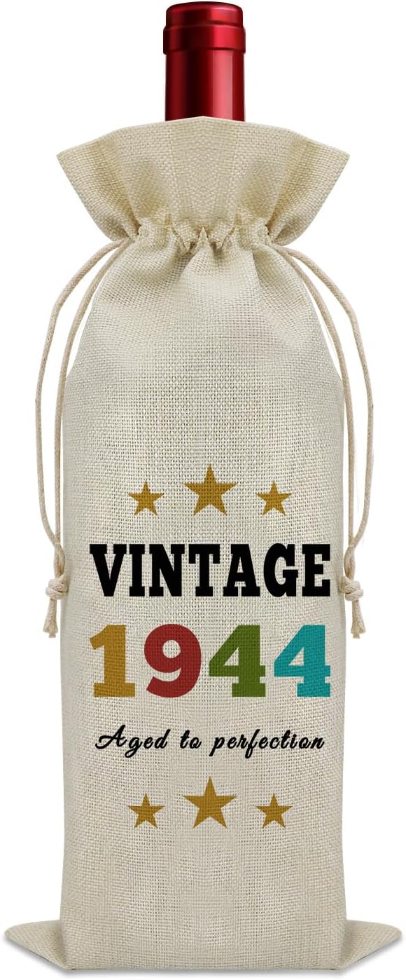 Sazuwu Vintage 1944 Gifts for Women Men Wine Bag Happy 80th Birthday Mom Gifts 80 Year Old Birthday Gifts for Dad Wine Accessories Gifts for Wine Lovers Turning 80 Gifts for Grandma Grandpa