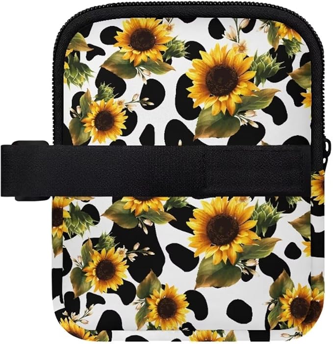 Cow Sunflower Stanley Cup Pouch with Adjustable Strap Water Bottle Storage Bag 20oz-40oz IceFlow Tumbler Pouch for Stanley Accessories
