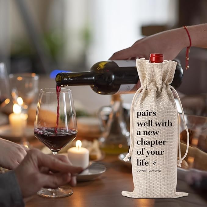 Going Moving Leaving Away Retirement Gifts for Women Friends Coworkers Farewell Gifts Wine Bag Party Decorations New Home Job Beginning Gifts Pairs Well With A New Chapter Wine Bag