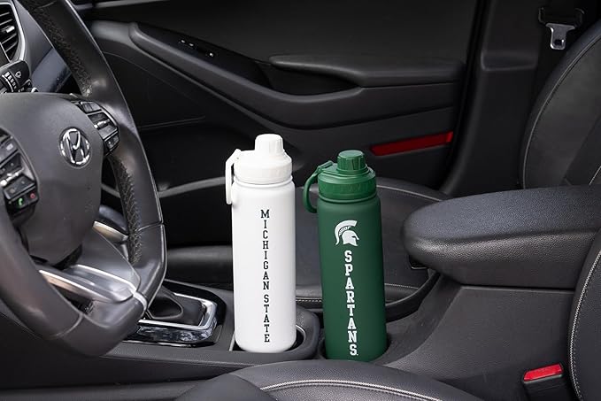 Michigan State Water Bottle - White Double Walled Stainless Steel 24 oz Keeps Drinks Cold or Hot